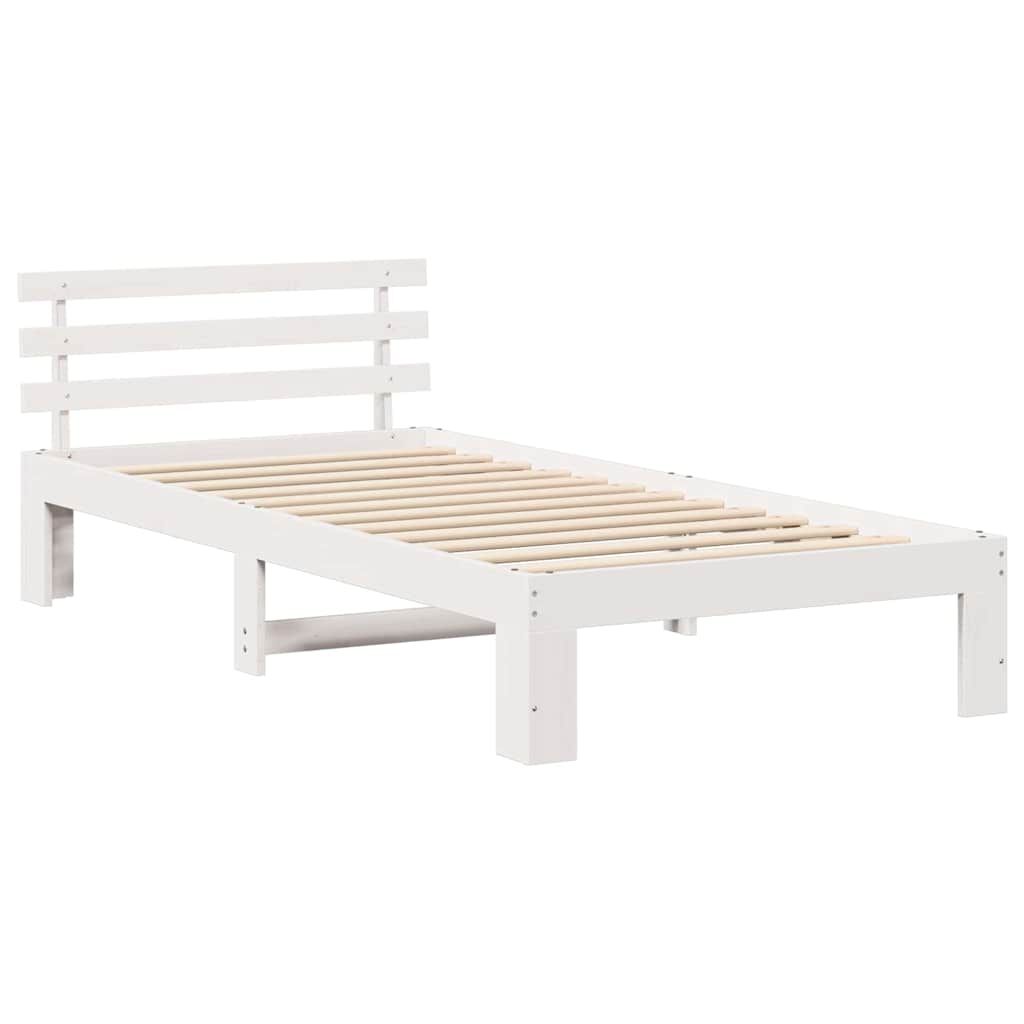 vidaXL Σκελετός Κρεβατιού Λευκό 75 x 190 cm Μασίφ ξύλο πεύκου