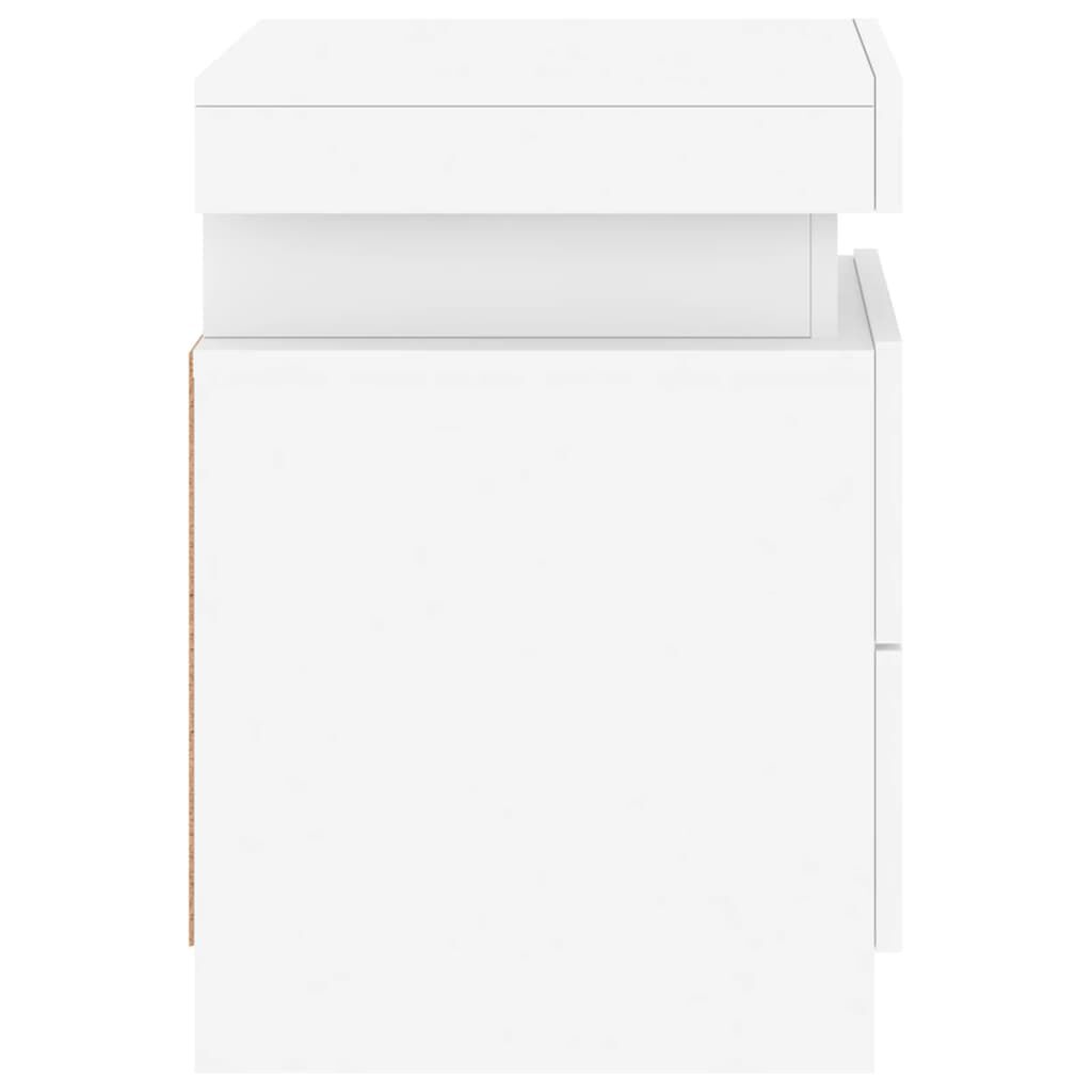 vidaXL Κομοδίνα με Φώτα LED 2 Τεμ. Λευκά 35 x 39 x 55 εκ.
