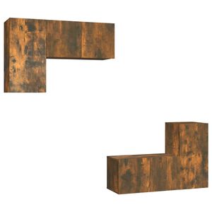 vidaXL Σετ Επίπλων Τηλεόρασης 4 Τεμαχίων Καπνιστή δρυς Επεξ. Ξύλο