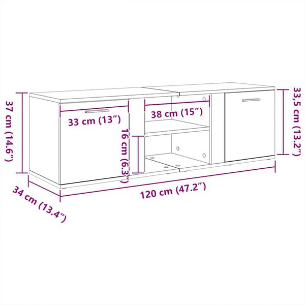vidaXL Έπιπλο Τηλεόρασης Καπνιστή Δρυς 120x34x37 εκ. Επεξ. Ξύλο