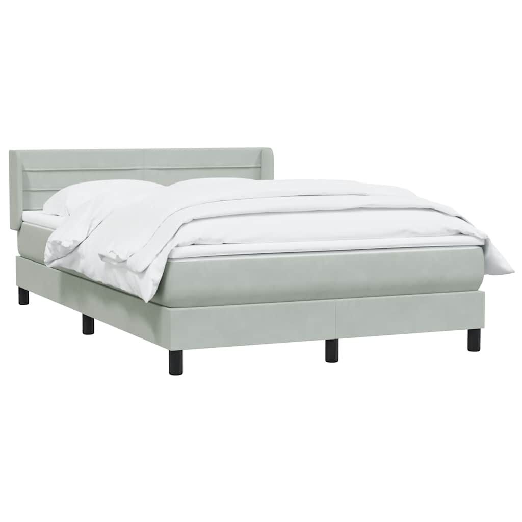 vidaXL Κρεβάτι Boxspring με Στρώμα Ανοιχτό Γκρι 160x220 εκ. Βελούδινο