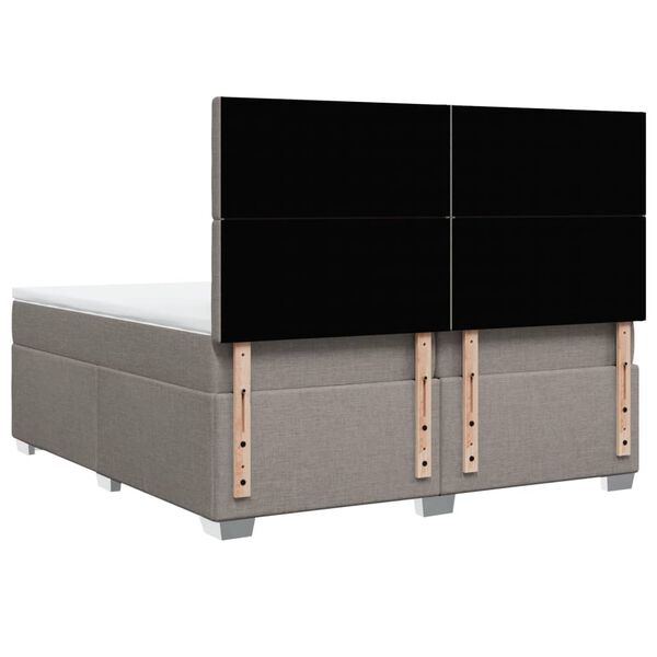 vidaXL Κρεβάτι Boxspring με Στρώμα Taupe 200x200 εκ. Υφασμάτινο