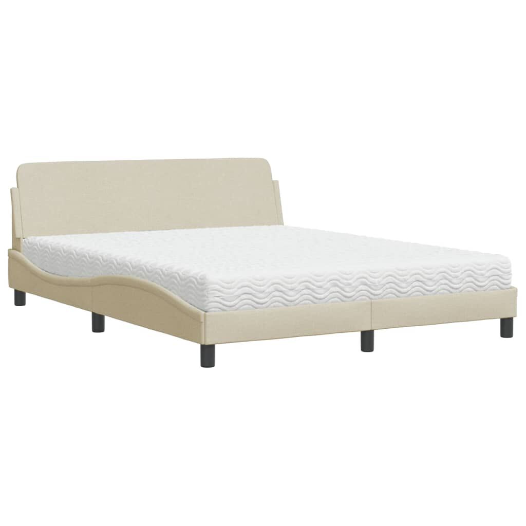 vidaXL Κρεβάτι Κρεμ 160x200 εκ. Υφασμάτινο