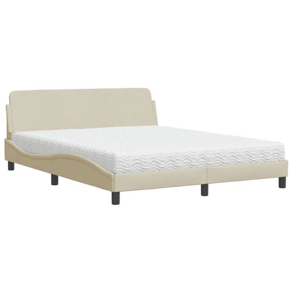 vidaXL Κρεβάτι Κρεμ 160x200 εκ. Υφασμάτινο