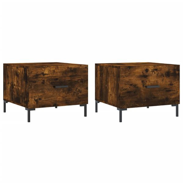 vidaXL Τραπεζάκια Σαλονιού 2 τεμ Καπνιστή Oak 50x50x40 εκ Επεξ. Ξύλο