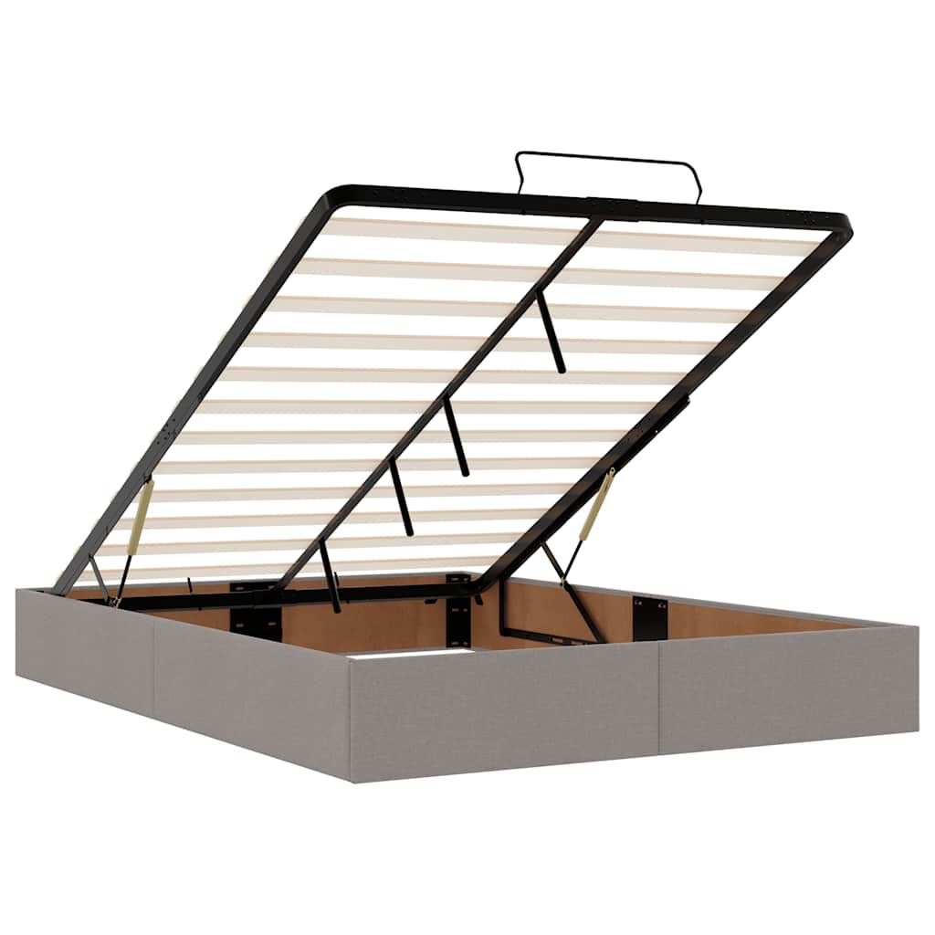 vidaXL Οθωμανικό κρεβάτι με στρώμα & LEDs Taupe 140x200 cm Ύφασμα