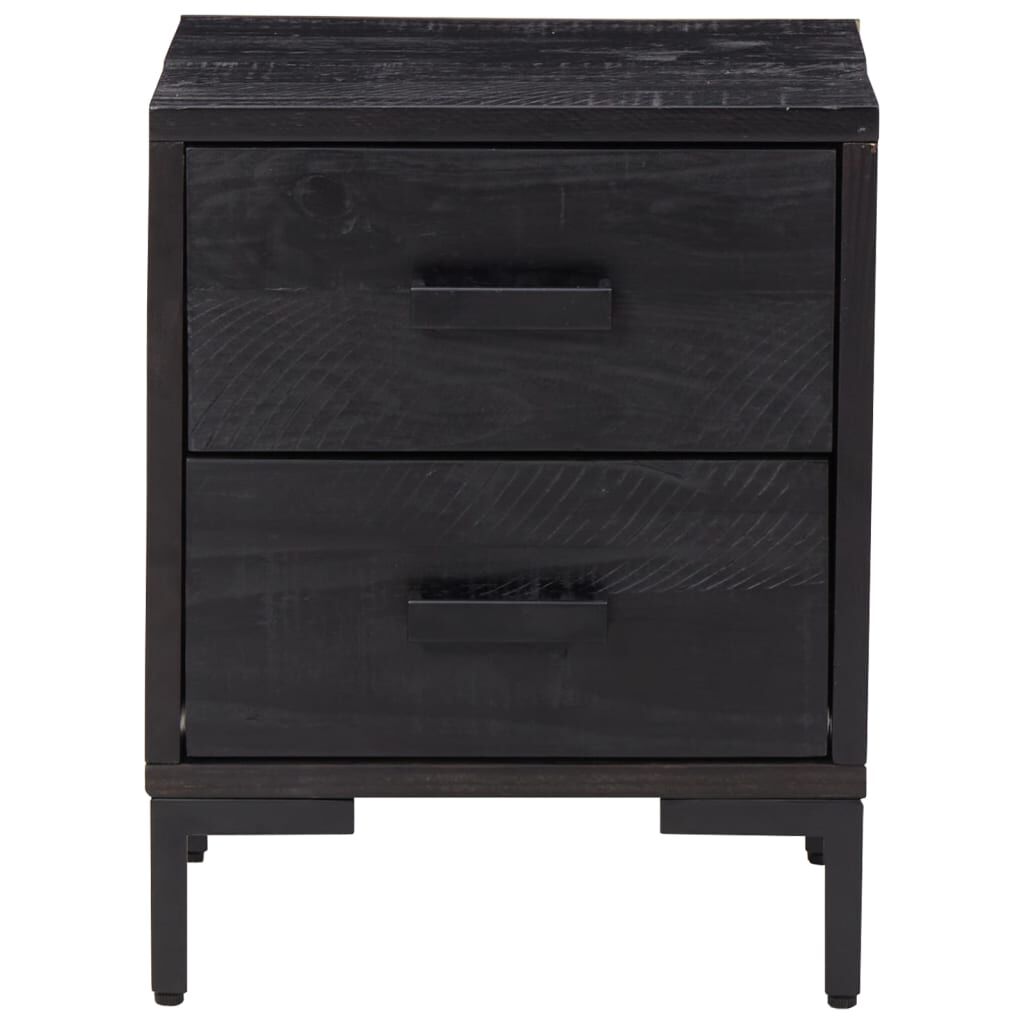 vidaXL Κομοδίνο Μαύρο 36 x 30 x 45 εκ. από Μασίφ Ξύλο Πεύκου