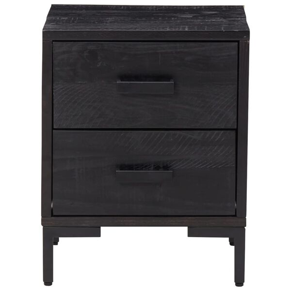 vidaXL Κομοδίνο Μαύρο 36 x 30 x 45 εκ. από Μασίφ Ξύλο Πεύκου