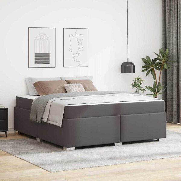 vidaXL Σκελετός Κρεβατιού Γκρι 180 x 200 cm Τεχνητό δέρμα