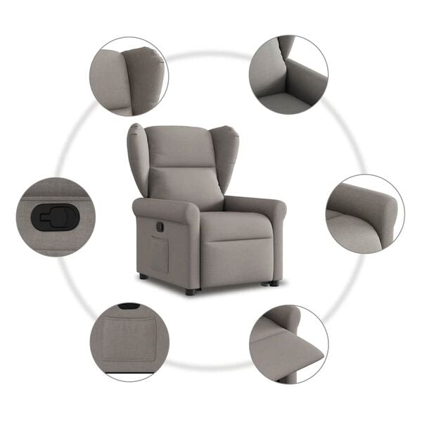 vidaXL Πολυθρόνα Ανακλινόμενη με Ανύψωση Χρώμα Taupe Υφασμάτινη