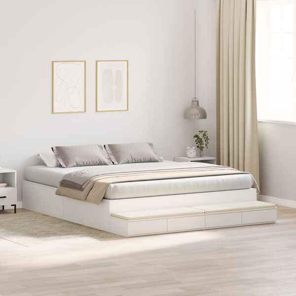 vidaXL Κρεβάτι με αποθηκευτικό χώρο Λευκό 236.5 x 180 x 31.5 εκ
