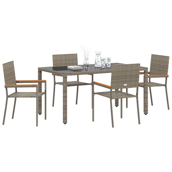 vidaXL Σέτ φαγητού για κήπο 5 pcs Γκρι 150 x 90 x 75 cm