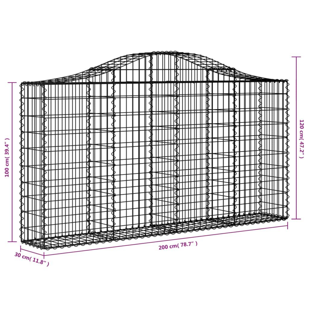 vidaXL Συρματοκιβώτια Τοξωτά 5 τεμ. 200x30x100/120 εκ. Γαλβαν. Ατσάλι