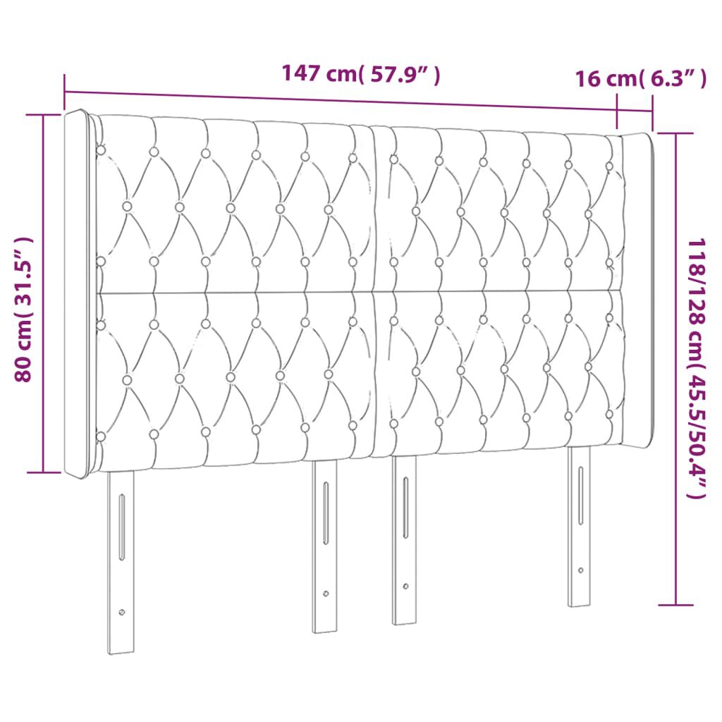 vidaXL Κεφαλάρι Κρεβατιού LED Μπλε 147x16x118/128 εκ. Υφασμάτινο