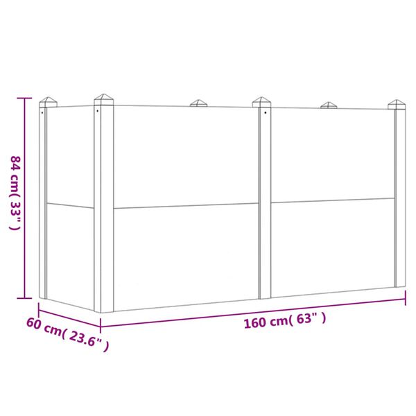 vidaXL Ζαρντινιέρα Υπερυψωμένη 160 x 60 x 84 εκ. Μασίφ Ξύλο Ακακίας
