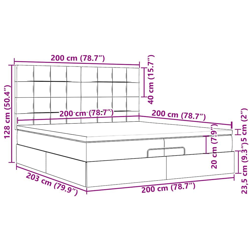 vidaXL Οθωμανικό κρεβάτι με στρώματα & LEDs Taupe 200x200cm ύφασμα