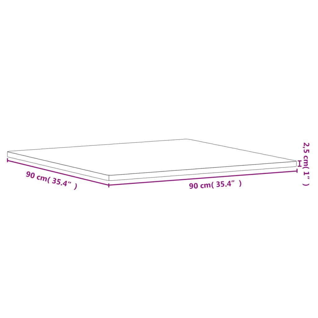vidaXL Επιφάνεια Τραπεζιού Τετράγωνη 90x90x2,5 εκ. Μασίφ Ξύλο Οξιάς