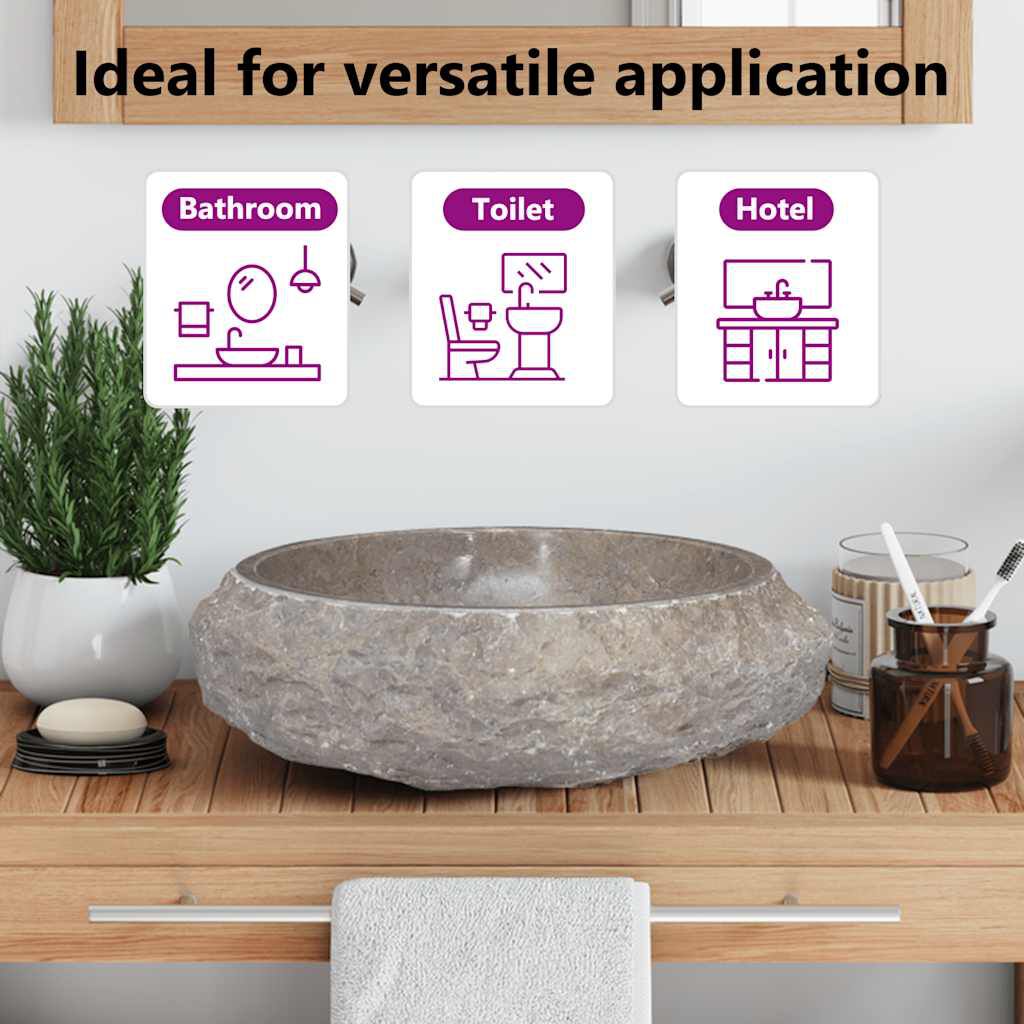 vidaXL Νιπτήρας Γκρι Ø40x12 εκ. Μαρμάρινος