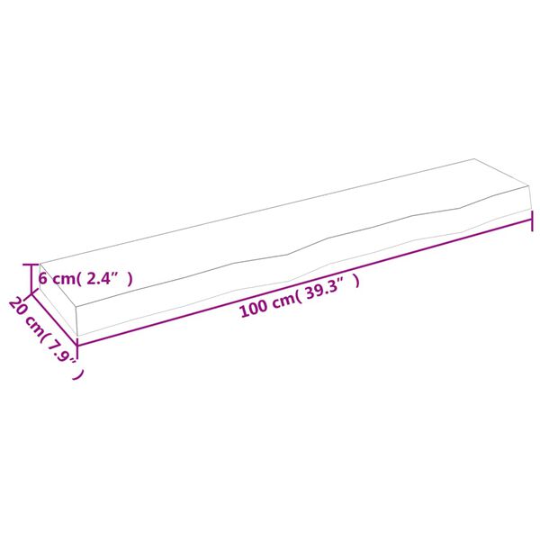 vidaXL Ράφι Τοίχου Ανοιχτό Καφέ 100x20x6 εκ. Επεξεργ. Μασίφ Ξύλο Δρυός
