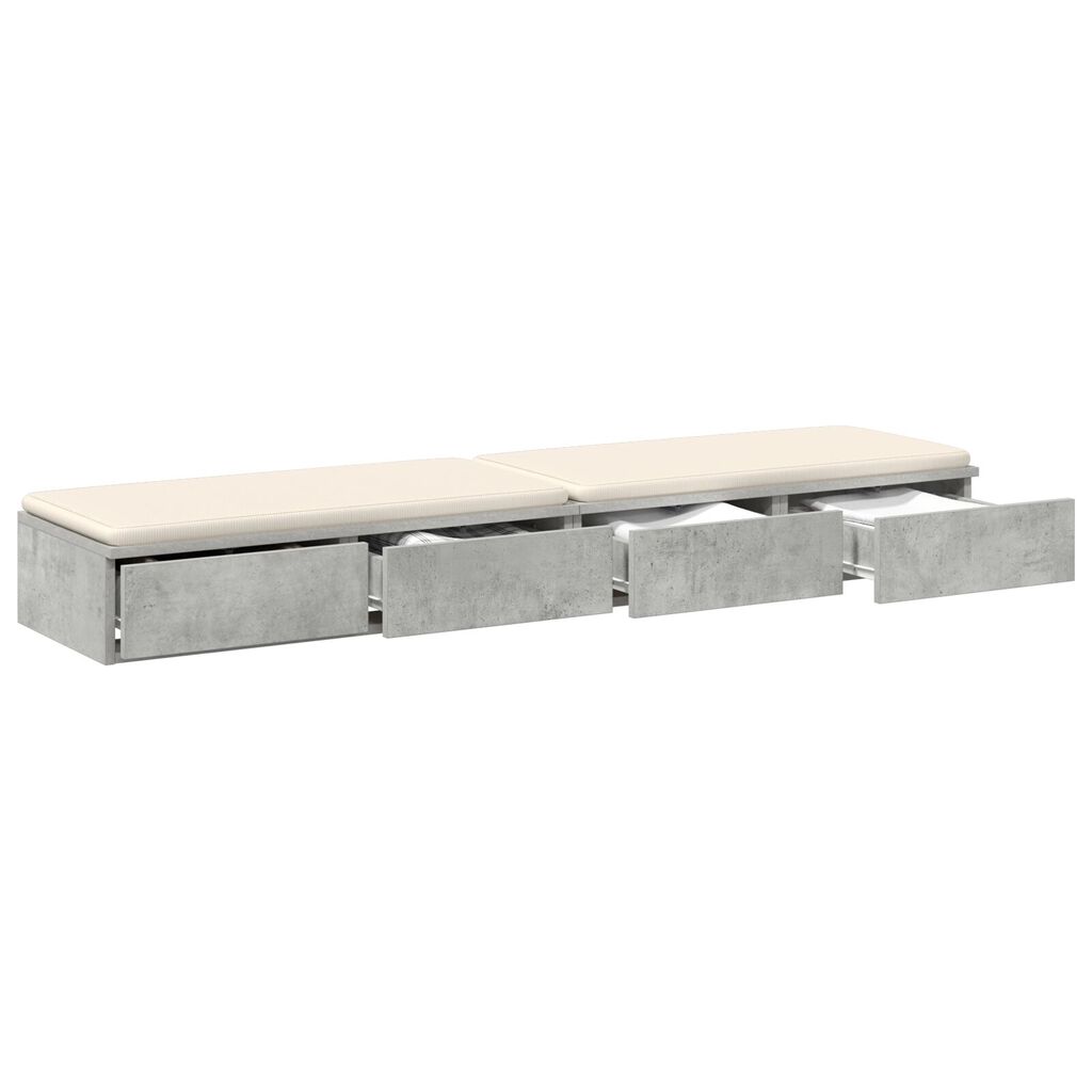 vidaXL Συρτάρια κρεβατιού Γκρι σκυροδέματος 140 x 36.5 x 16.5 εκ