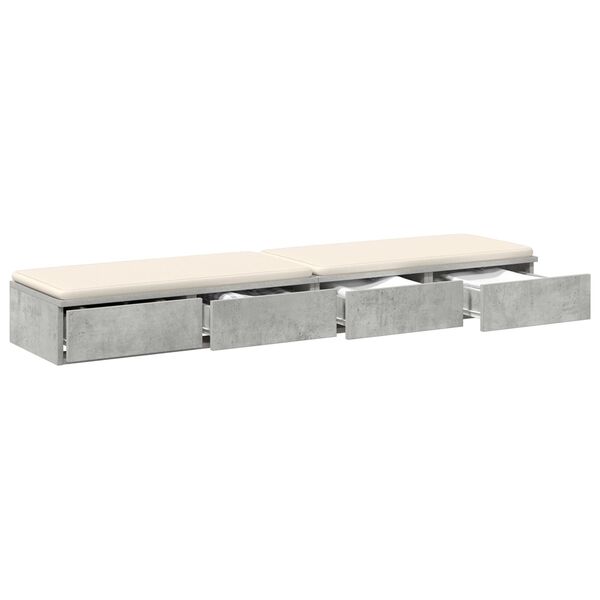 vidaXL Συρτάρια κρεβατιού Γκρι σκυροδέματος 140 x 36.5 x 16.5 εκ