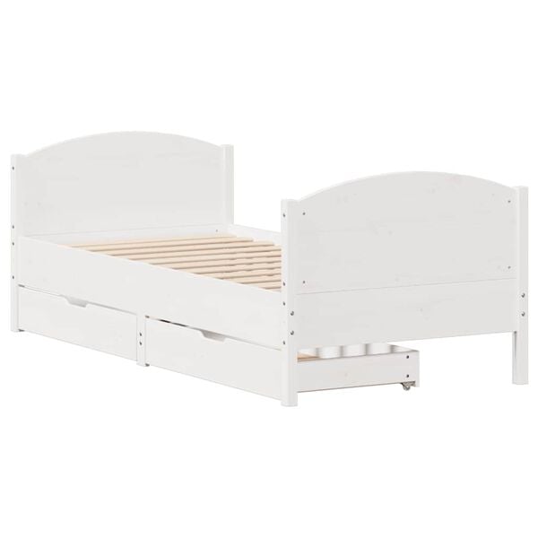 vidaXL Σκελετός Κρεβατιού Χωρίς Στρώμα Λευκό 100x200 εκ. Μασίφ Πεύκο