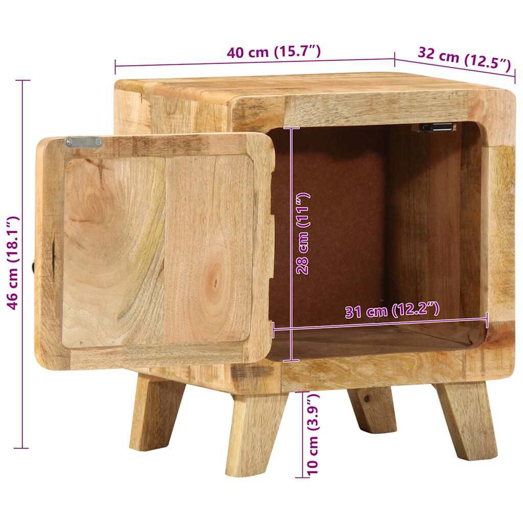 vidaXL Κομοδίνο 2 τεμάχια 40x32x46 cm Στερεό ξύλο Rough Mango