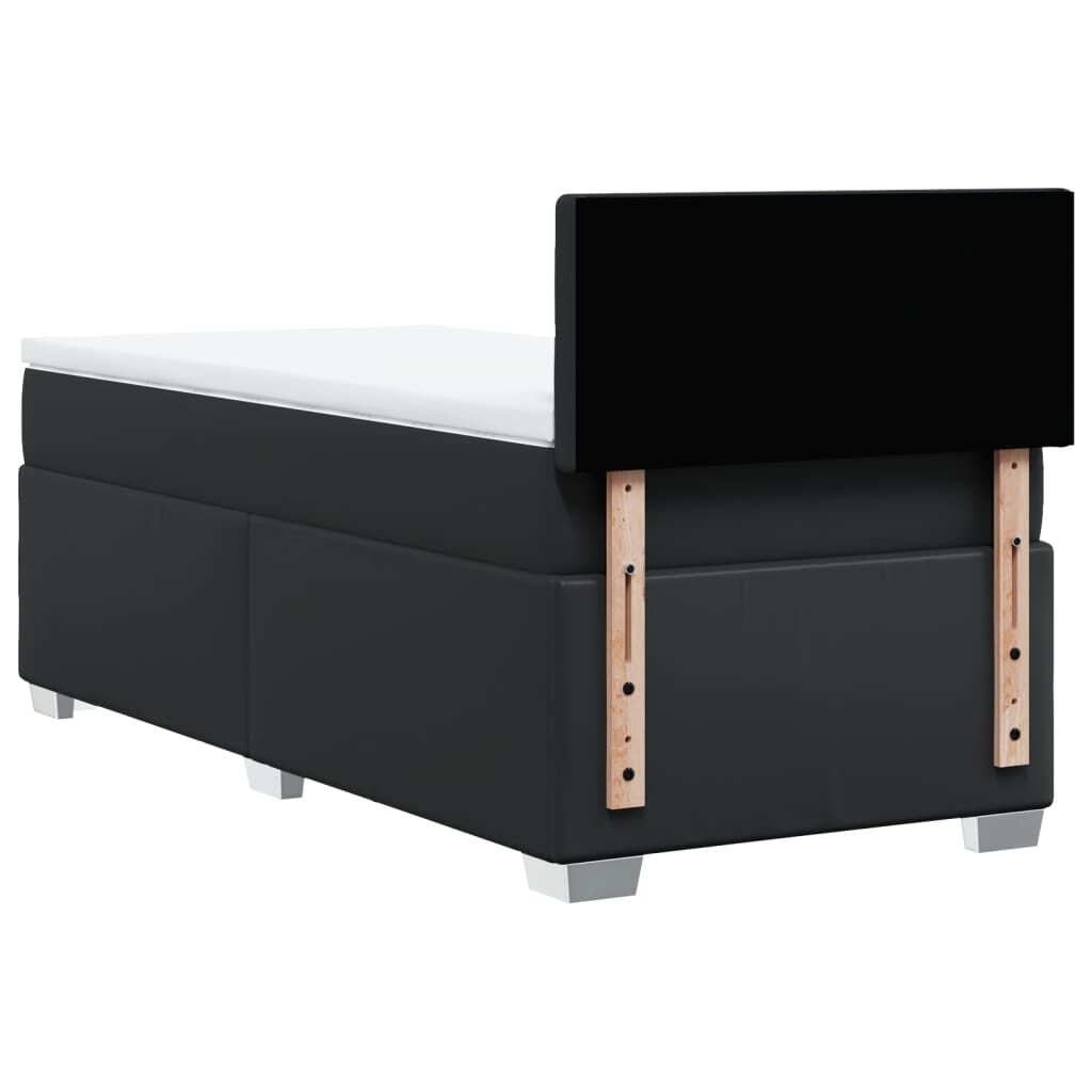 vidaXL Κρεβάτι Boxspring με Στρώμα Μαύρο 90x200εκ. από Συνθετικό Δέρμα