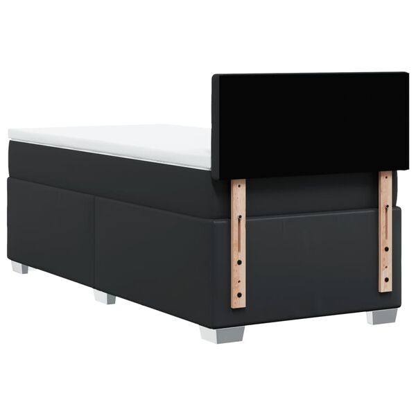 vidaXL Κρεβάτι Boxspring με Στρώμα Μαύρο 90x200εκ. από Συνθετικό Δέρμα