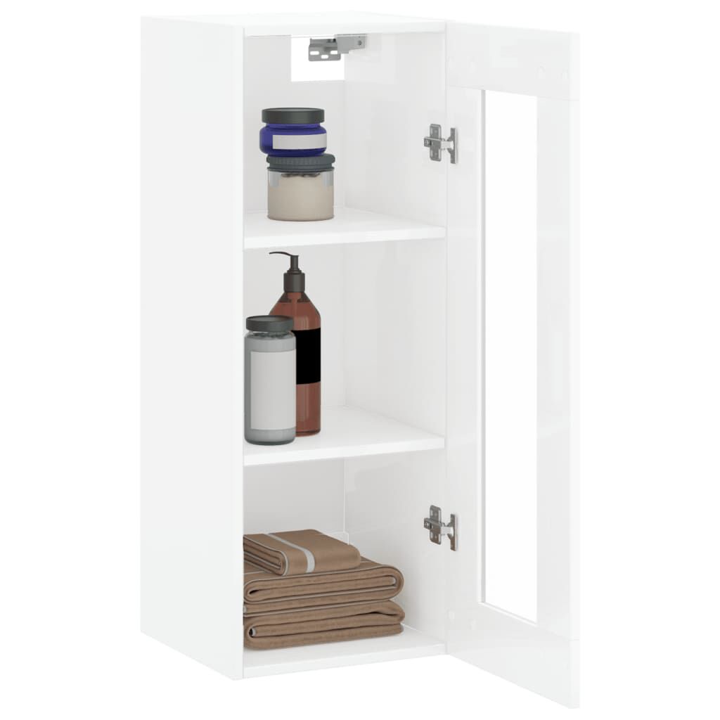 vidaXL Ντουλάπι Τοίχου Γυαλιστερό Λευκό 34,5 x 34 x 90 εκ.