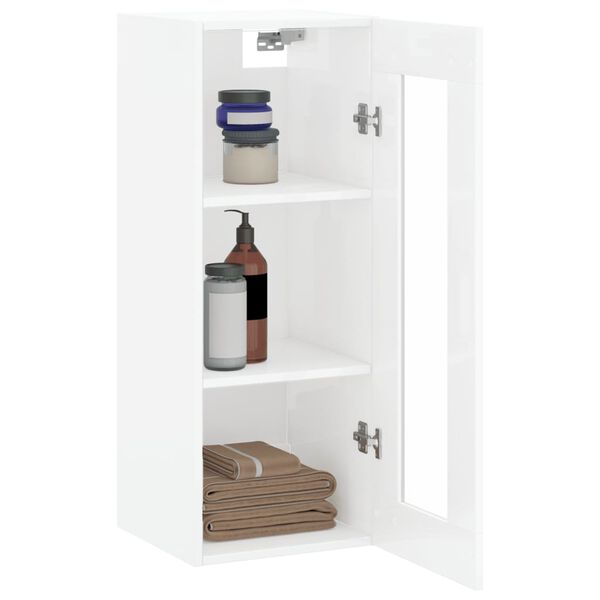 vidaXL Ντουλάπι Τοίχου Γυαλιστερό Λευκό 34,5 x 34 x 90 εκ.