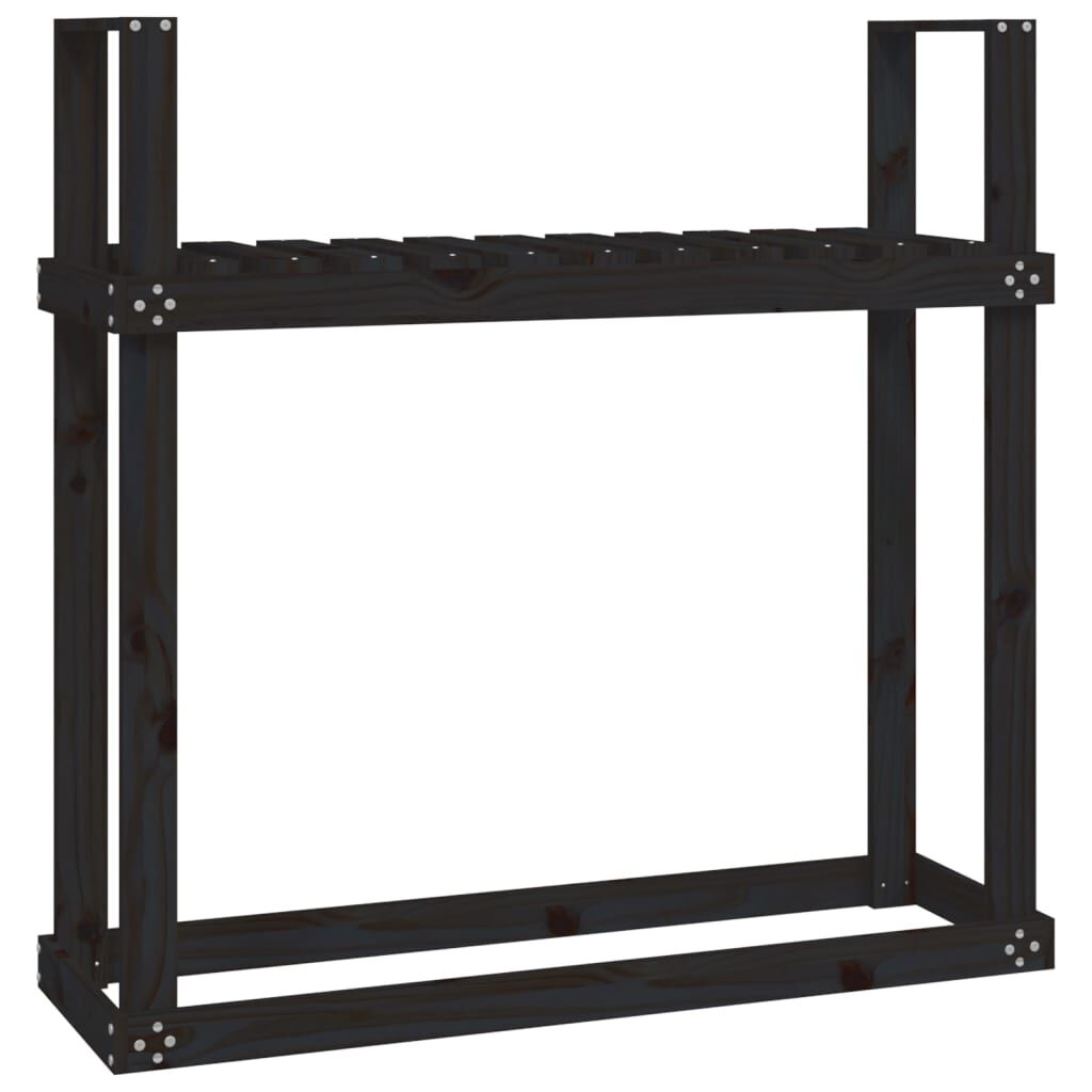 vidaXL Ραφιέρα Καυσόξυλων Μαύρο 110x35x108,5 εκ. από Μασίφ Ξύλο Πεύκου