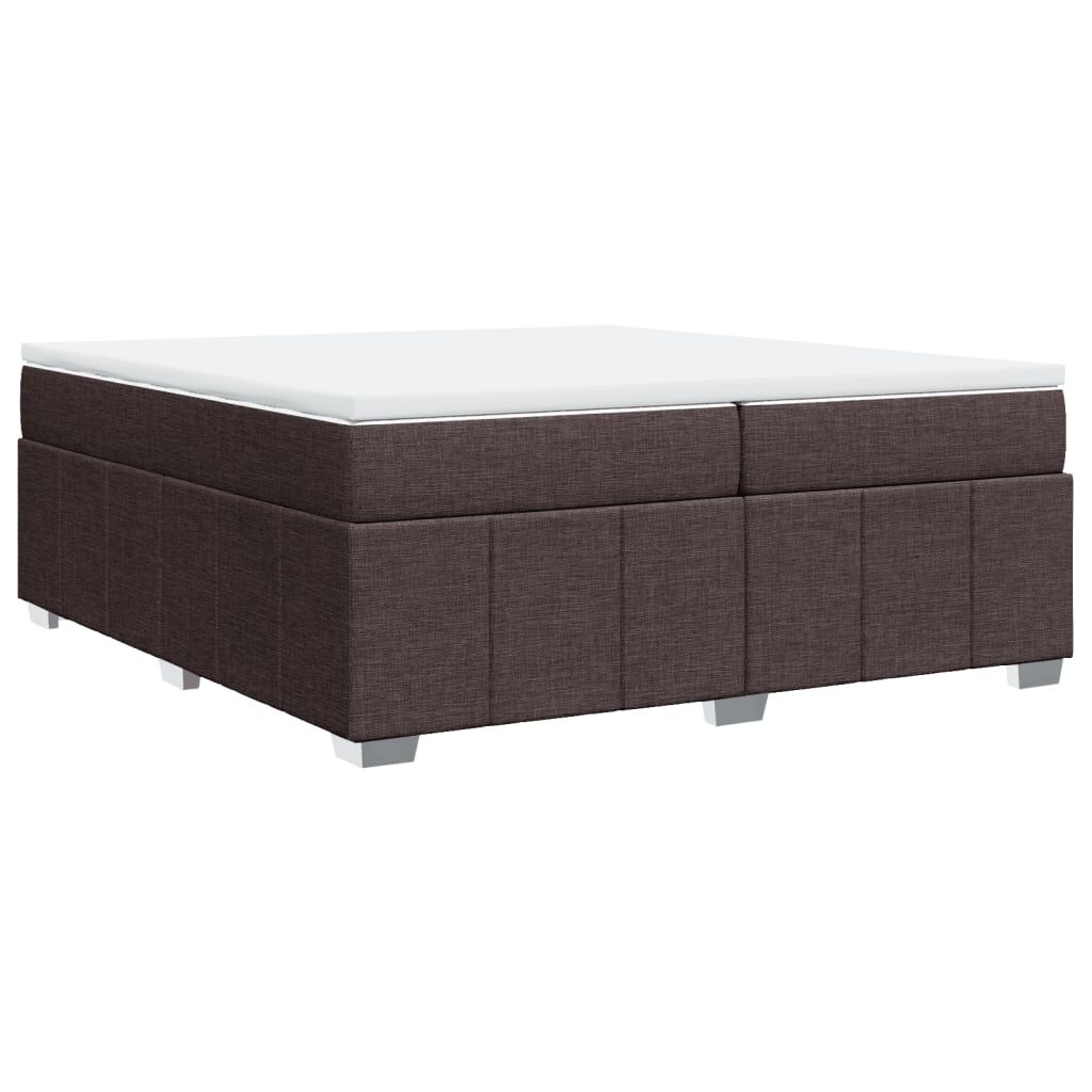 vidaXL Κρεβάτι Boxspring με Στρώμα Σκούρο Καφέ 200x200 εκ. Υφασμάτινο