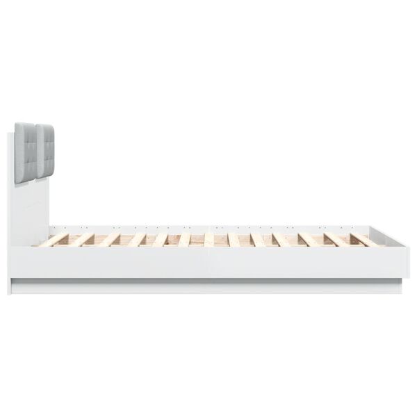 vidaXL Πλαίσιο Κρεβατιού με Κεφαλάρι/LED Λευκό 140x190 εκ.