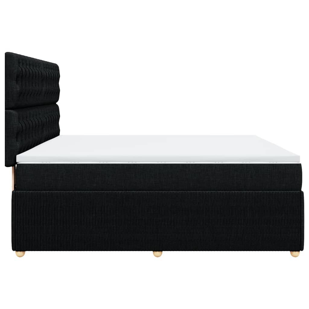 vidaXL Κρεβάτι Boxspring με Στρώμα Μαύρο 180x200 εκ. Υφασμάτινο