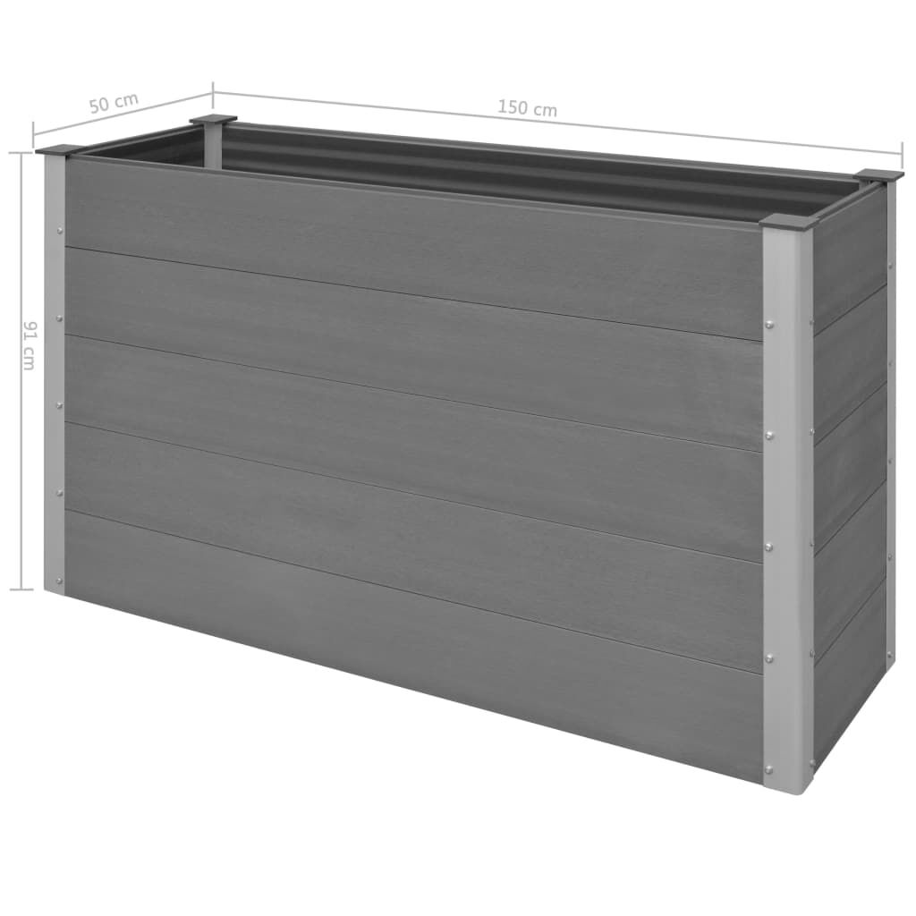 vidaXL Ζαρντινιέρα Υπερυψωμένη Γκρι 150 x 50 x 91 εκ. από WPC