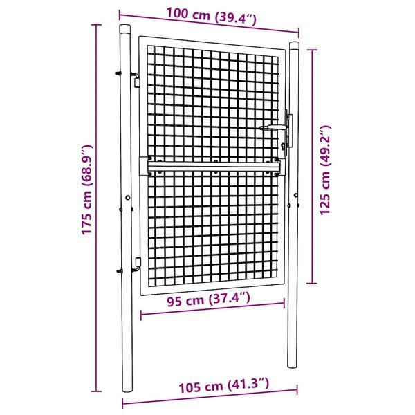 vidaXL Πόρτα Περίφραξης Πράσινη 100 x 125 εκ. Ατσάλινη