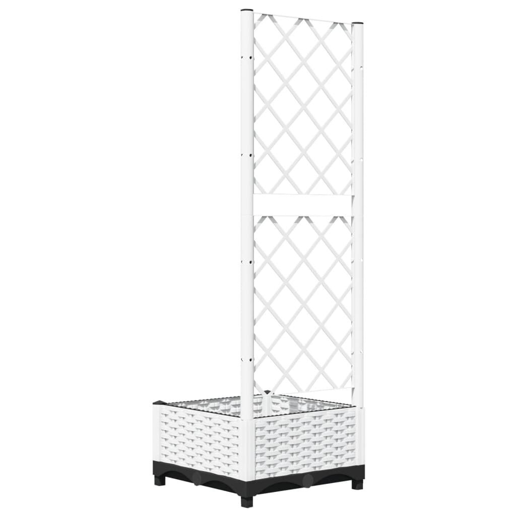 vidaXL Ζαρντινιέρα Κήπου με Καφασωτό Λευκή 40x40x121,5 εκ. Πολυπροπ.