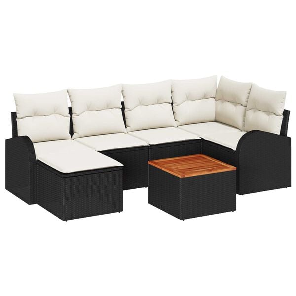vidaXL Σετ Καναπέ Κήπου 7 pcs Μαύρο και λευκό