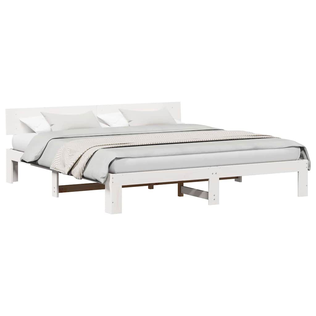vidaXL Σκελετός Κρεβατιού Λευκό 180 x 200 cm Μασίφ ξύλο πεύκου
