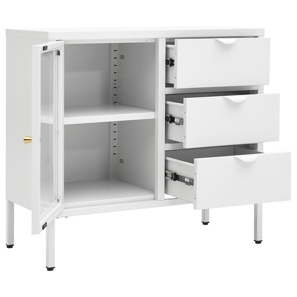 vidaXL Μπουφές Λευκός 75 x 35 x 70 εκ. από Ατσάλι και Ψημένο Γυαλί