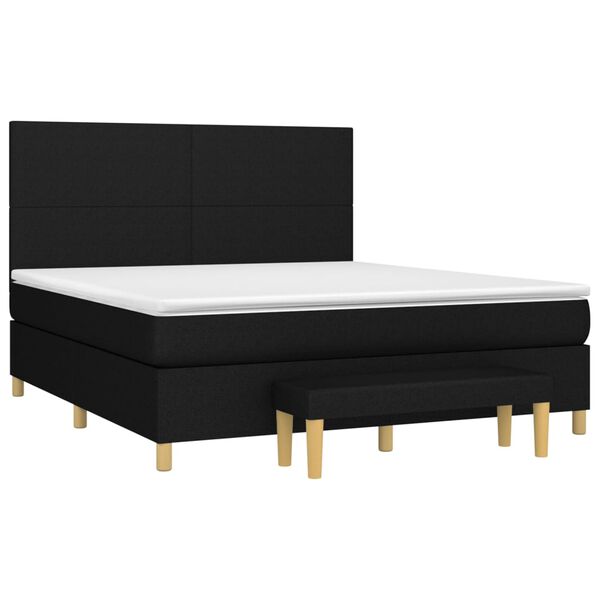 vidaXL Κρεβάτι Boxspring με Στρώμα Μαύρο 160x200 εκ. Υφασμάτινο