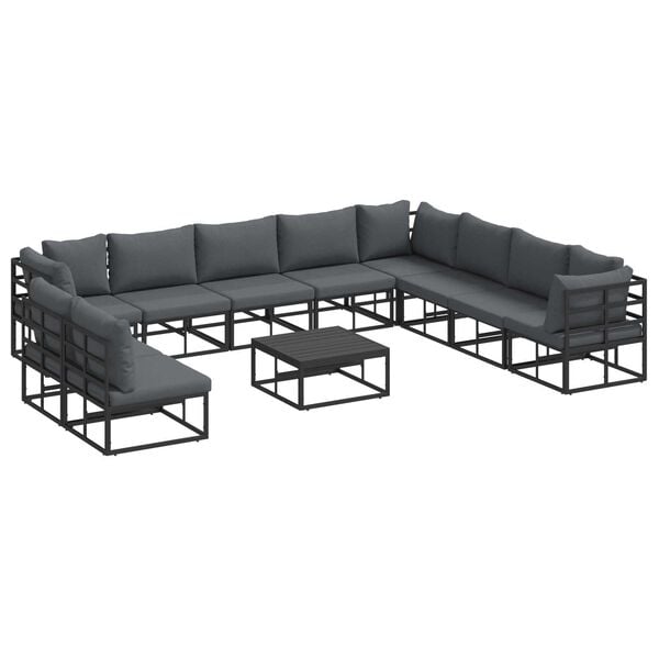 vidaXL Σετ Καναπέ Κήπου 11 pcs Μαύρο 70 x 70 x 32 εκ Αλουμίνιο