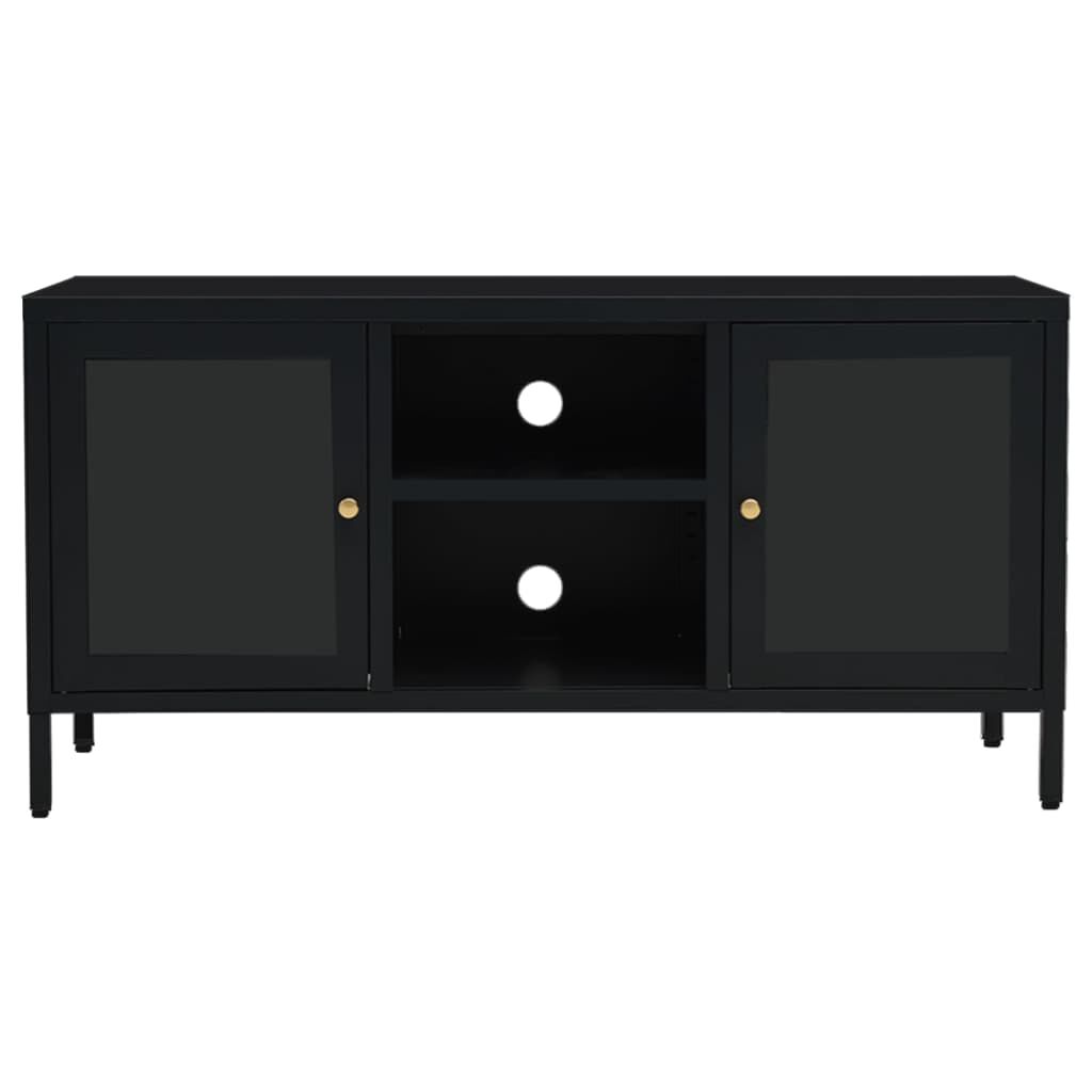 vidaXL Έπιπλο Τηλεόρασης Μαύρο 105 x 35 x 52 εκ. από Ατσάλι και Γυαλί