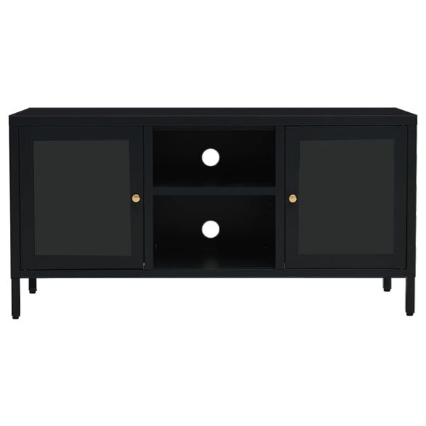 vidaXL Έπιπλο Τηλεόρασης Μαύρο 105 x 35 x 52 εκ. από Ατσάλι και Γυαλί