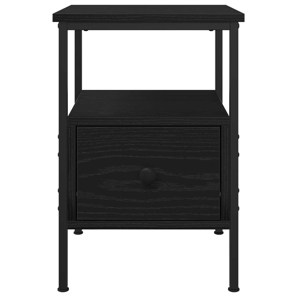 vidaXL Κομοδίνο Μαύρο Δρυς 34x36x50 εκ Επεξεργασμένο Ξύλο και Χάλυβας