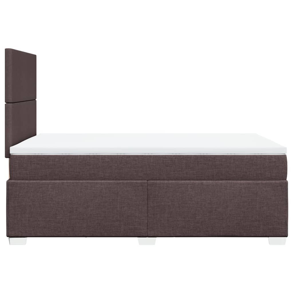 vidaXL Κρεβάτι Boxspring με Στρώμα Σκούρο Καφέ 120x200 εκ. Υφασμάτινο