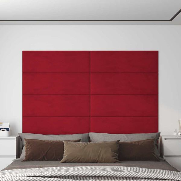 vidaXL Πάνελ Τοίχου 12 τεμ. μπορντό 90 x 30 εκ. 3,24 μ² Βελούδινα