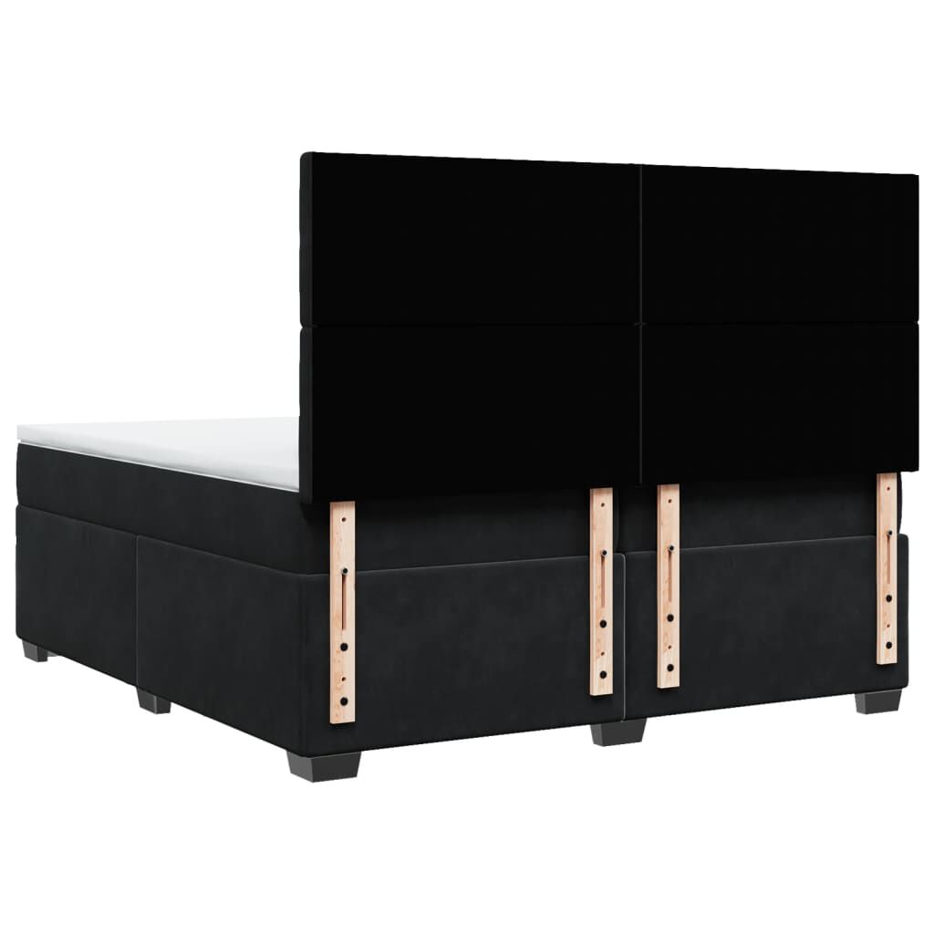 vidaXL Κρεβάτι Boxspring με Στρώμα Μαύρο 200x200 εκ. Βελούδινο