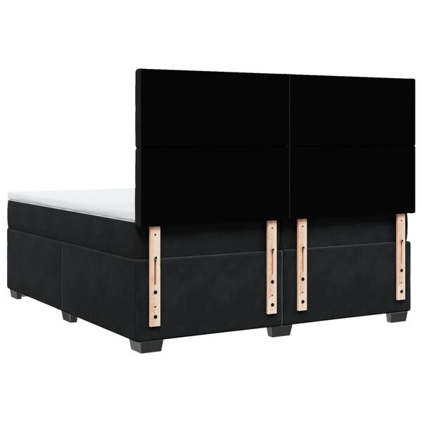 vidaXL Κρεβάτι Boxspring με Στρώμα Μαύρο 200x200 εκ. Βελούδινο